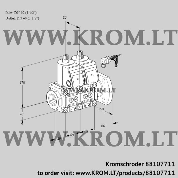 Kromschroder VCS 2E40R/40F05NNWR/PPPP/PPPP, 88107711 double solenoid valve, 88107711