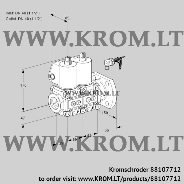 Kromschroder VCS 2E40R/40F05NNWL/PPPP/PPPP, 88107712 double solenoid valve, 88107712