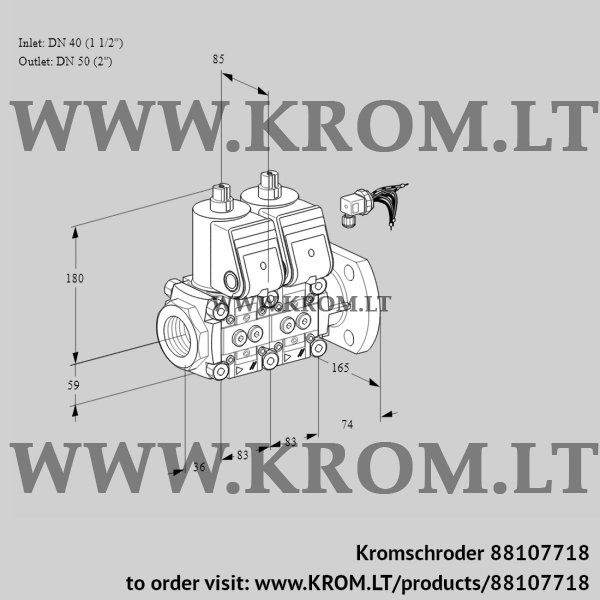 Kromschroder VCS 3E40R/50F05NNWR/PPPP/PPPP, 88107718 double solenoid valve, 88107718