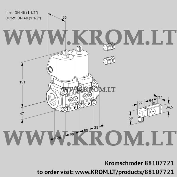 Kromschroder VCS 2E40R/40R05NNWSL3/PPPP/3--3, 88107721 double solenoid valve, 88107721