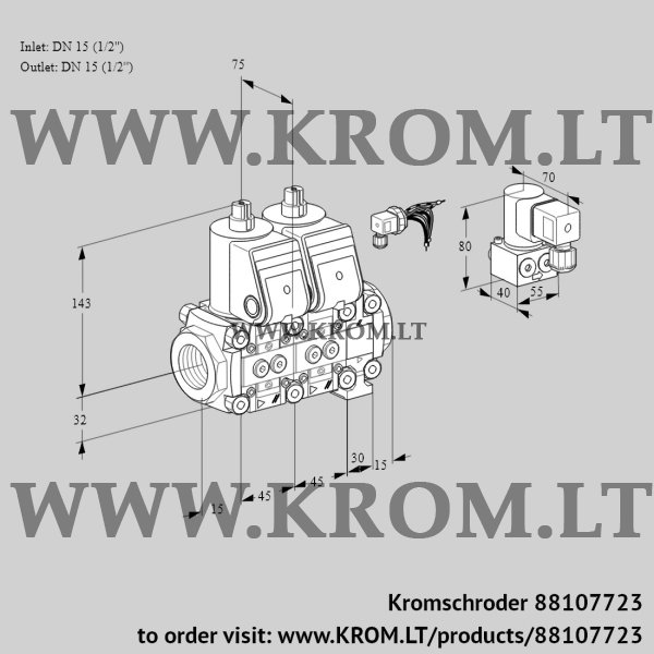 Kromschroder VCS 1E15R/15R05NNVWR/PPPP/BYPP, 88107723 double solenoid valve, 88107723