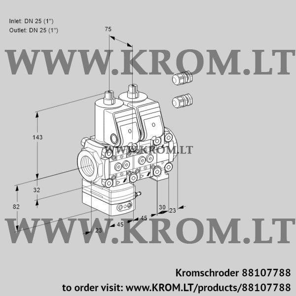 Kromschroder VCD 1E25R/25R05D-100NVWR3/PPPP/PPPP, 88107788 pressure regulator, 88107788