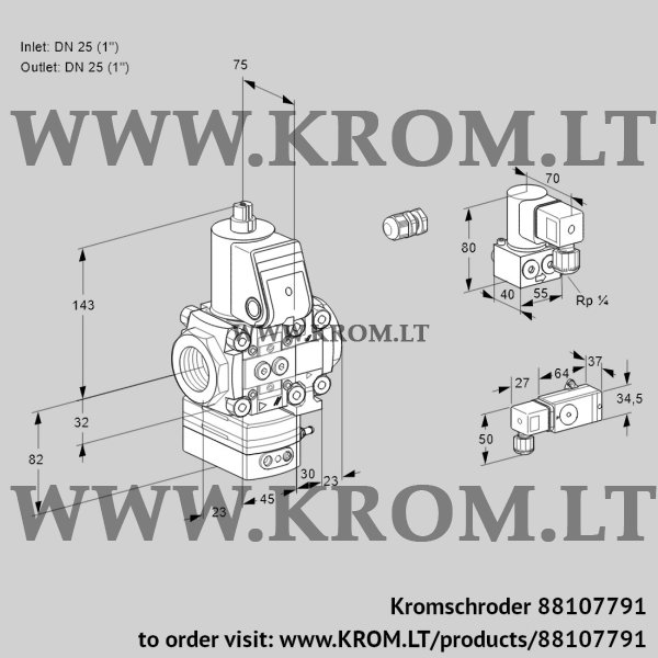 Kromschroder VAG 1E25R/25R05GEVWR/3-/ZY, 88107791 air/gas ratio control, 88107791