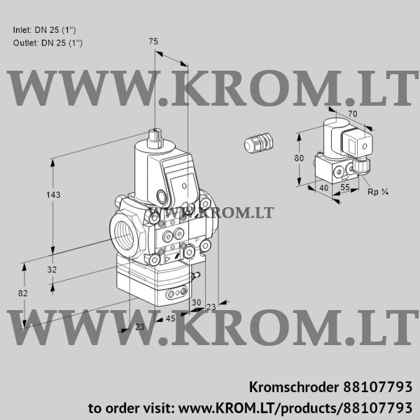 Kromschroder VAG 1E25R/25R05GEVWR/PP/ZY, 88107793 air/gas ratio control, 88107793