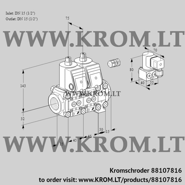 Kromschroder VCS 1E15R/15R05NNVWR/PPPP/PPBY, 88107816 double solenoid valve, 88107816