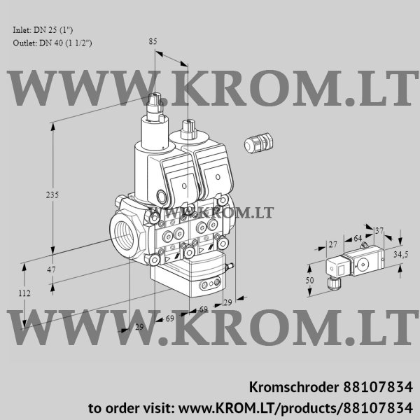 Kromschroder VCD 2E25R/40R05LD-50WR/-2PP/PPPP, 88107834 pressure regulator, 88107834