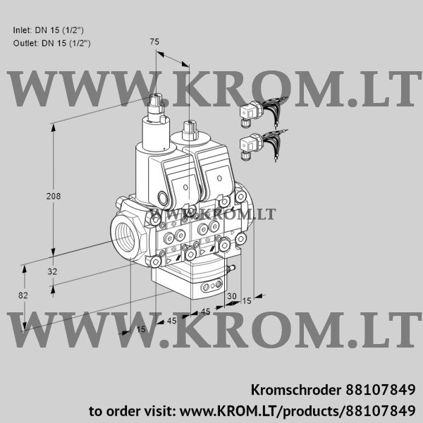 Kromschroder VCH 1E15R/15R05LHEVWR6/PPPP/PPPP, 88107849 flow rate regulator, 88107849