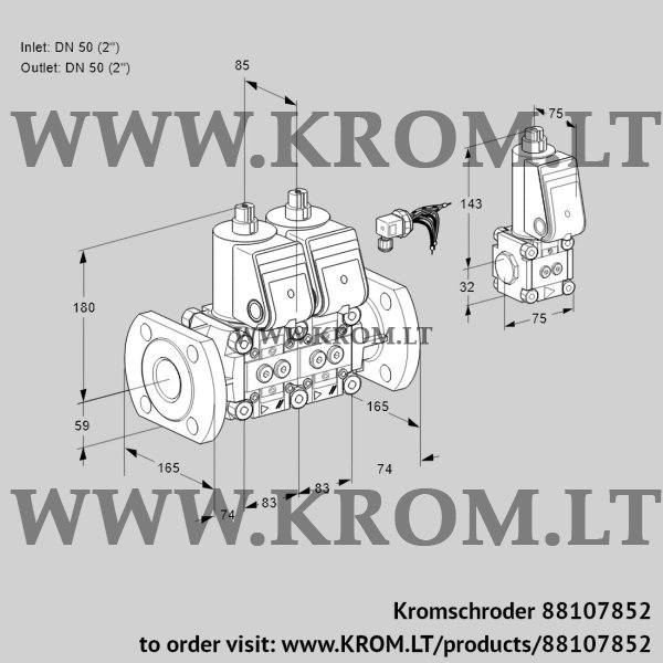 Kromschroder VCS 3E50F/50F05NNWR/PPPP/PPZS, 88107852 double solenoid valve, 88107852