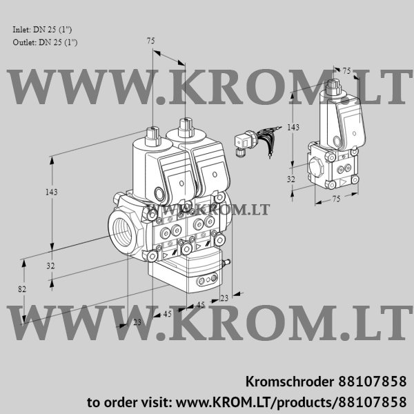 Kromschroder VCG 1E25R/25R05NGEWR/PPPP/ZSPP, 88107858 air/gas ratio control, 88107858