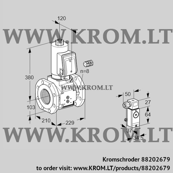 Kromschroder VAS 8100F05NWSR3B/3-/PP, 88202679 gas solenoid valve, 88202679