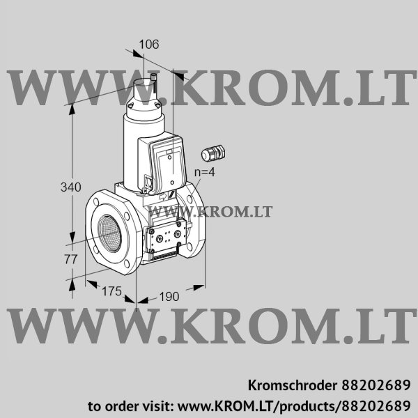 Kromschroder VAS 665F05LW3E/PP/PP, 88202689 gas solenoid valve, 88202689