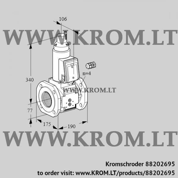 Kromschroder VAS 665F05LW3B/PP/PP, 88202695 gas solenoid valve, 88202695