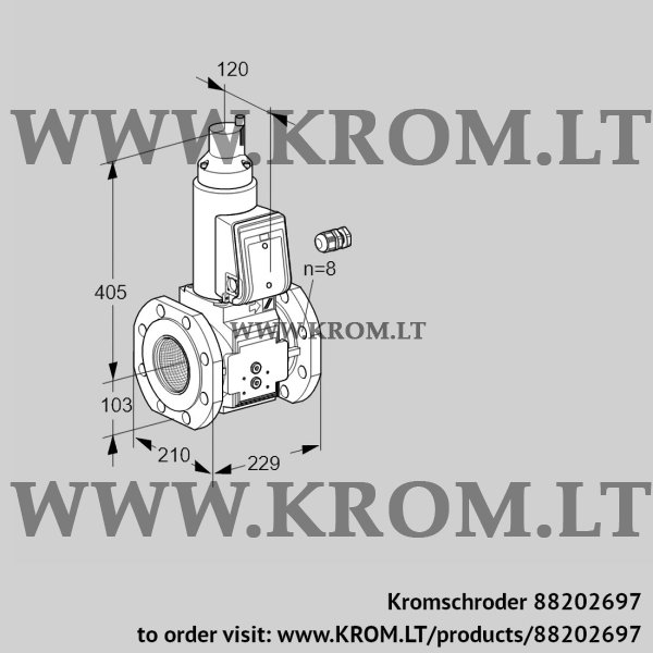 Kromschroder VAS 8100F05LW3B/PP/PP, 88202697 gas solenoid valve, 88202697