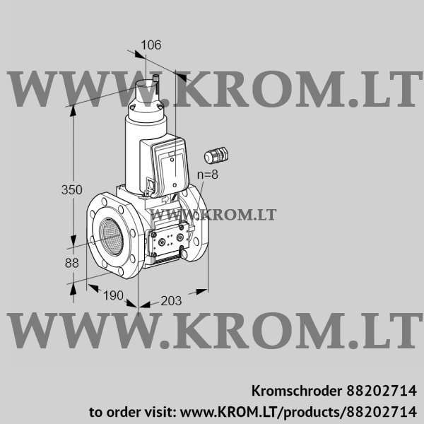 Kromschroder VAS 780F05LQ3E/PP/PP, 88202714 gas solenoid valve, 88202714