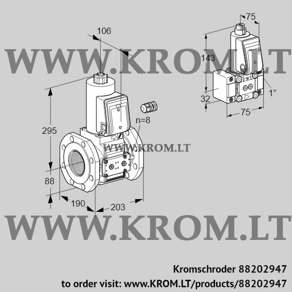 Kromschroder VAS 780F05NW3E/PP/Z-, 88202947 gas solenoid valve, 88202947