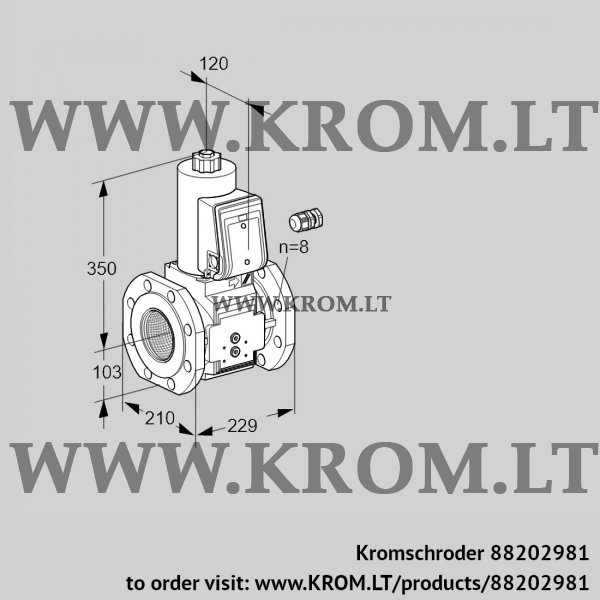 Kromschroder VAS 8100F05NK3B/PP/PP, 88202981 gas solenoid valve, 88202981