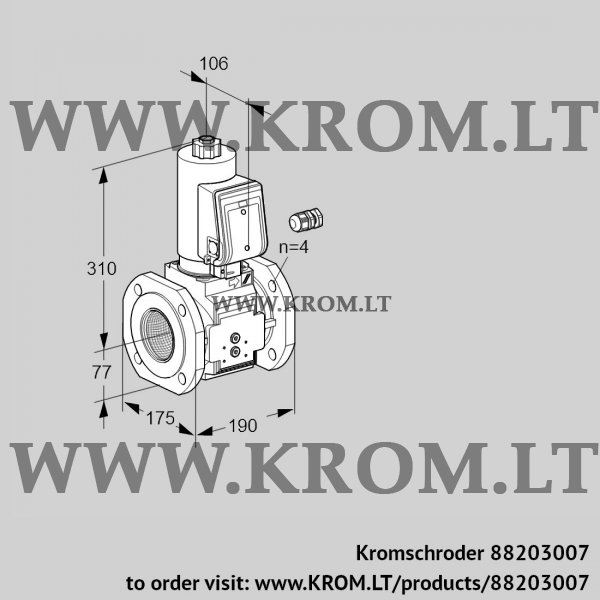 Kromschroder VAS 665F05NKSR3B/PP/PP, 88203007 gas solenoid valve, 88203007
