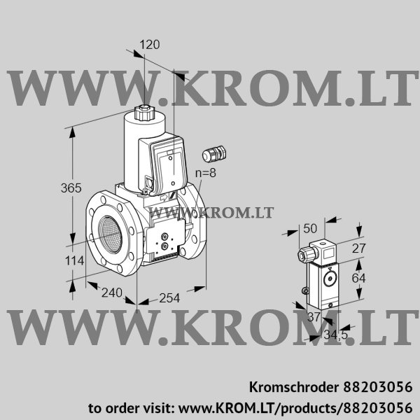 Kromschroder VAS 9125F05NA3B/P1/PP, 88203056 gas solenoid valve, 88203056