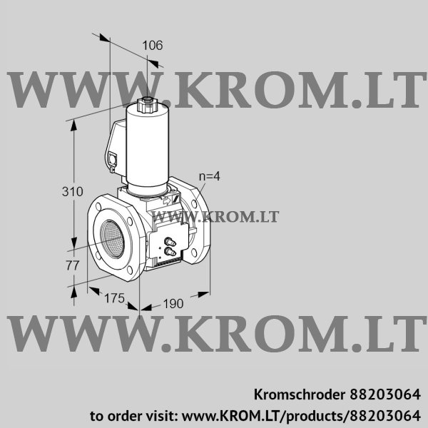 Kromschroder VAS 6T65A05NKGLB/MM/MM, 88203064 gas solenoid valve, 88203064