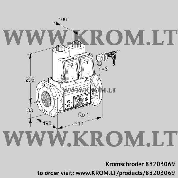 Kromschroder VCS 780F05NNWRE/PPEP/PPPP, 88203069 double solenoid valve, 88203069