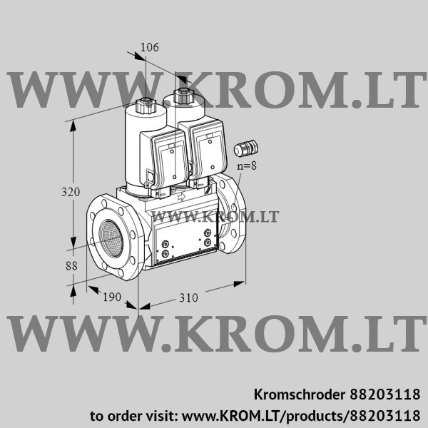 Kromschroder VCS 780F05NNWSR3B/PPPP/PPPP, 88203118 double solenoid valve, 88203118