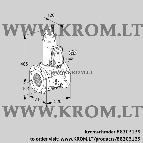 Kromschroder VAS 8100F05LW3B/PP/MM, 88203139 gas solenoid valve, 88203139