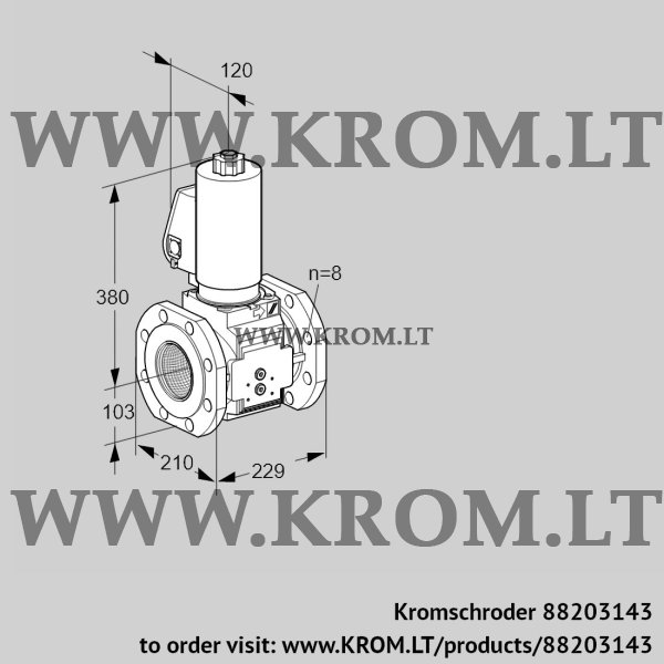 Kromschroder VAS 8T100A05NQSLB/PP/PP, 88203143 gas solenoid valve, 88203143