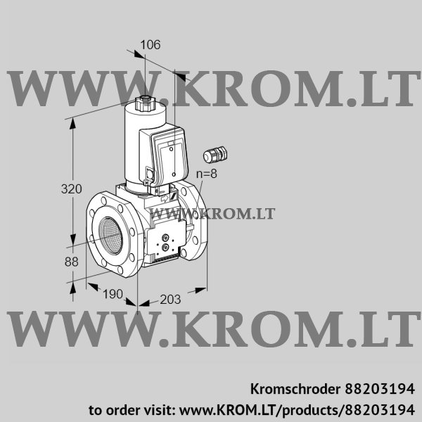 Kromschroder VAS 780F05NKGR3B/PP/PP, 88203194 gas solenoid valve, 88203194