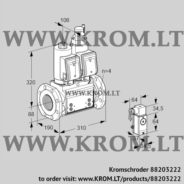 Kromschroder VCS 7T80A05NLQSRB/3-P4/PPPP, 88203222 double solenoid valve, 88203222