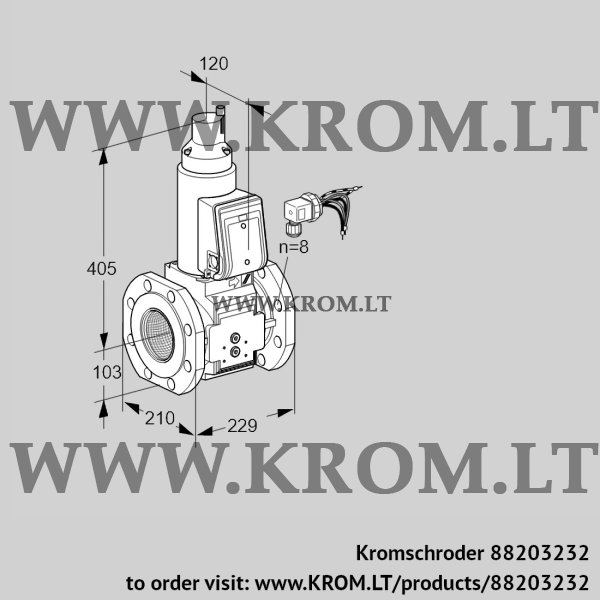 Kromschroder VAS 8100F05LWB/PP/MM, 88203232 gas solenoid valve, 88203232