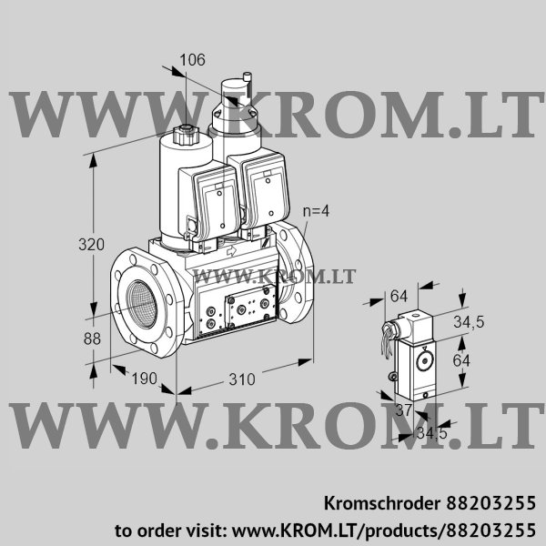 Kromschroder VCS 7T80A05NLQSRE/3-P4/PPVP, 88203255 double solenoid valve, 88203255