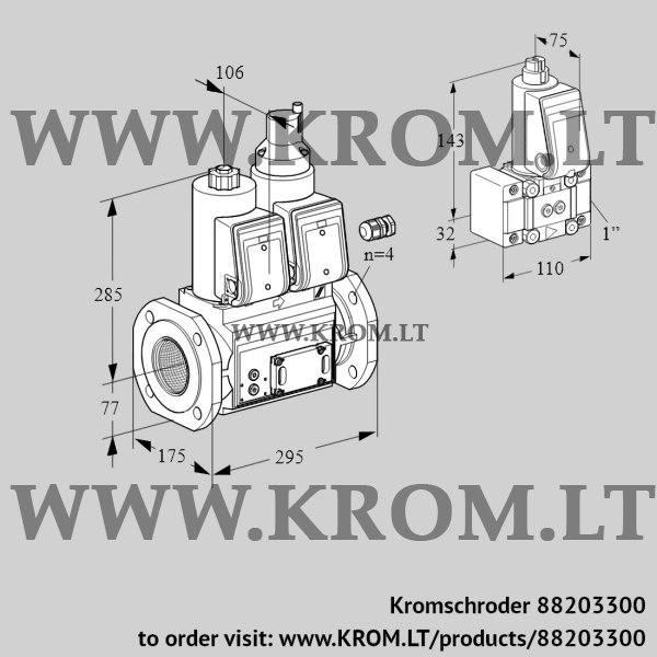 Kromschroder VCS 665F05NLKR3E/PPZ-/PPPP, 88203300 double solenoid valve, 88203300