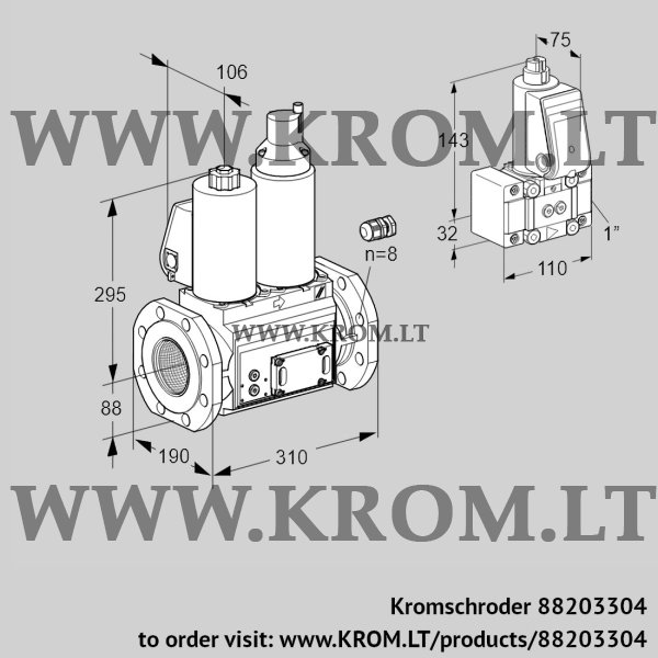 Kromschroder VCS 780F05NLWL3E/PPZ-/PPPP, 88203304 double solenoid valve, 88203304