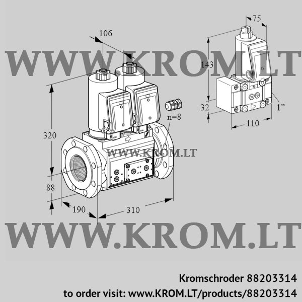 Kromschroder VCS 780F05NNKGR3E/PPPP/PPZ-, 88203314 double solenoid valve, 88203314