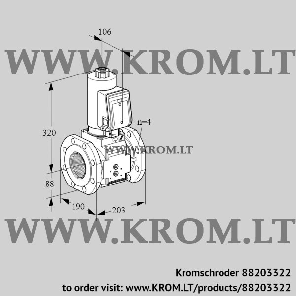 Kromschroder VAS 7T80A05NKGRB/PP/PP, 88203322 gas solenoid valve, 88203322