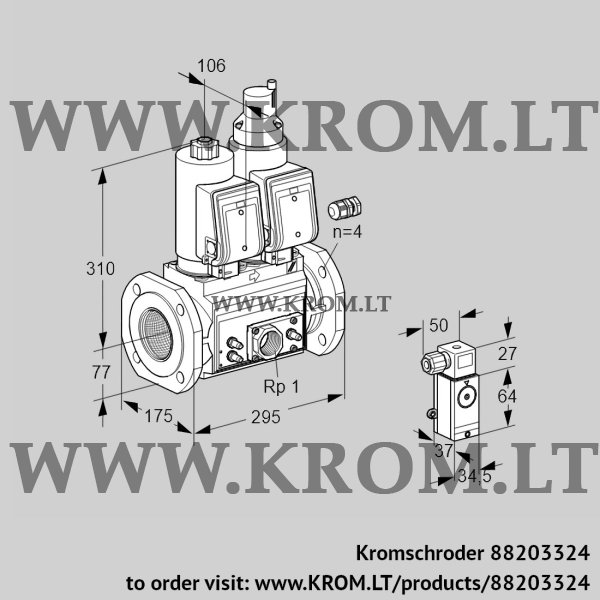 Kromschroder VCS 665F05NLWGR3E/MMEM/3-34, 88203324 double solenoid valve, 88203324