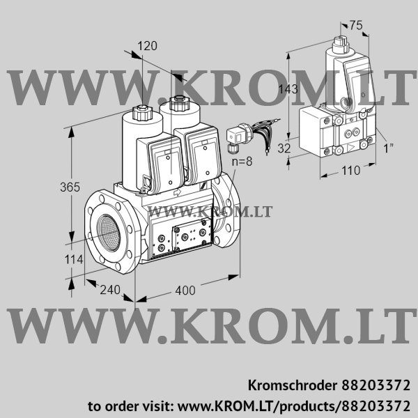 Kromschroder VCS 9125F05NNARE/PPPP/PPZ-, 88203372 double solenoid valve, 88203372