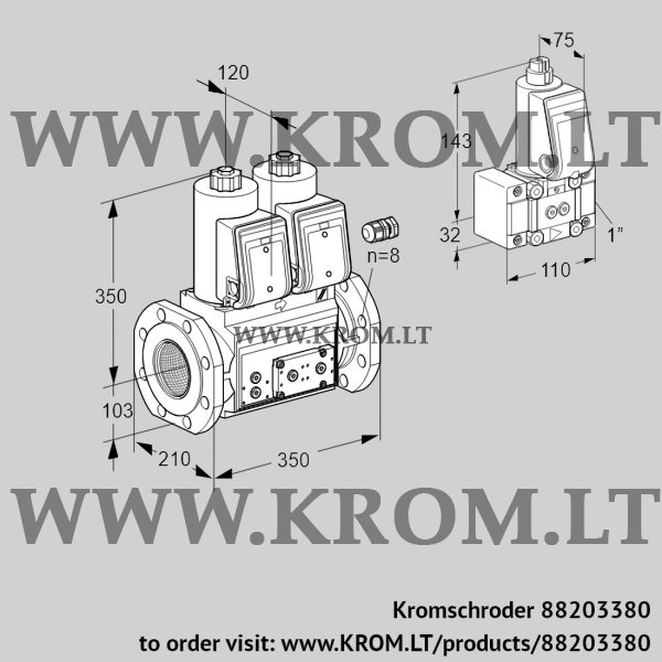 Kromschroder VCS 8100F05NNWR3E/PPPP/PPZ-, 88203380 double solenoid valve, 88203380