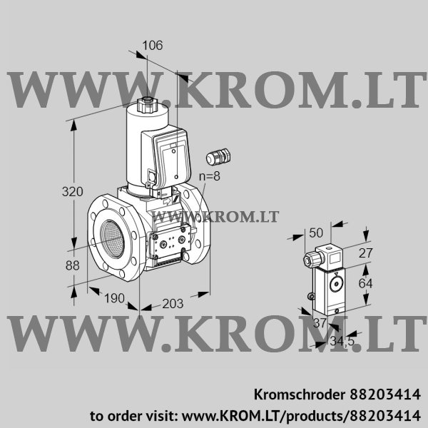 Kromschroder VAS 780F05NWSR3E/PP/P1, 88203414 gas solenoid valve, 88203414