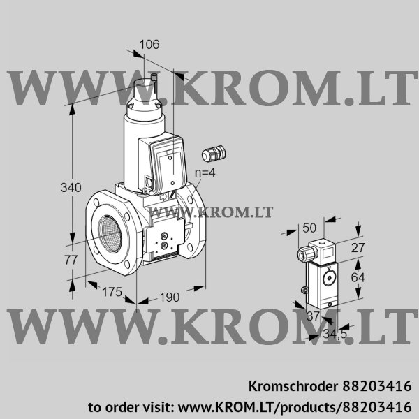 Kromschroder VAS 665F05LW3E/P3/PP, 88203416 gas solenoid valve, 88203416