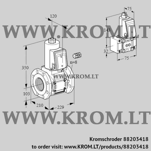 Kromschroder VAS 8100F05NW3E/B-/PP, 88203418 gas solenoid valve, 88203418