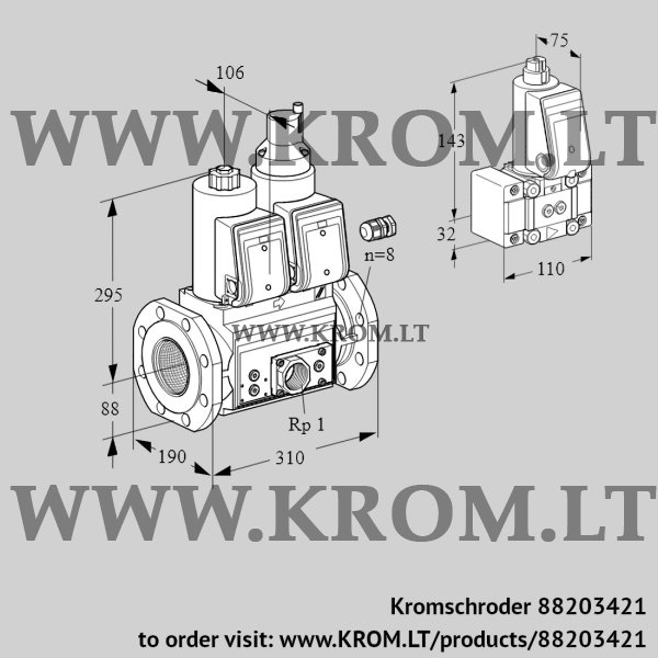 Kromschroder VCS 780F05NLKR3E/PPEP/MMB-, 88203421 double solenoid valve, 88203421