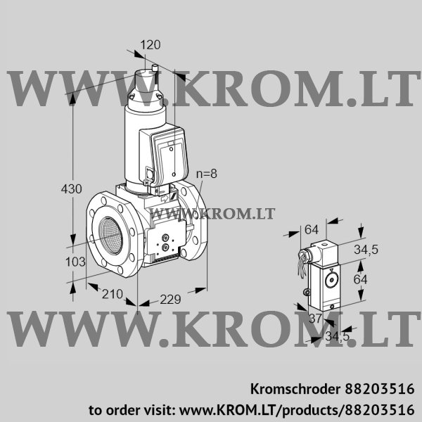 Kromschroder VAS 8T100A05LQSRB/P3/P4, 88203516 gas solenoid valve, 88203516