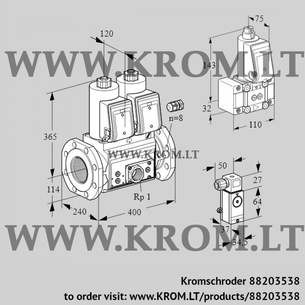 Kromschroder VCS 9125F05NNAR3E/PPEP/3-B-, 88203538 double solenoid valve, 88203538