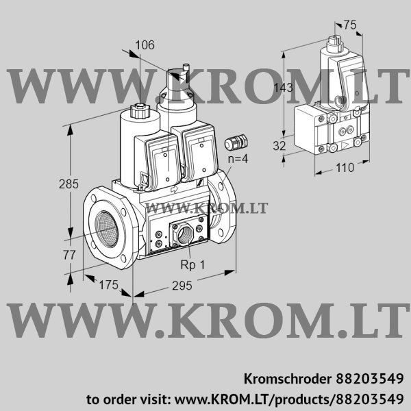 Kromschroder VCS 665F05NLWR3E/PPEP/PPB-, 88203549 double solenoid valve, 88203549