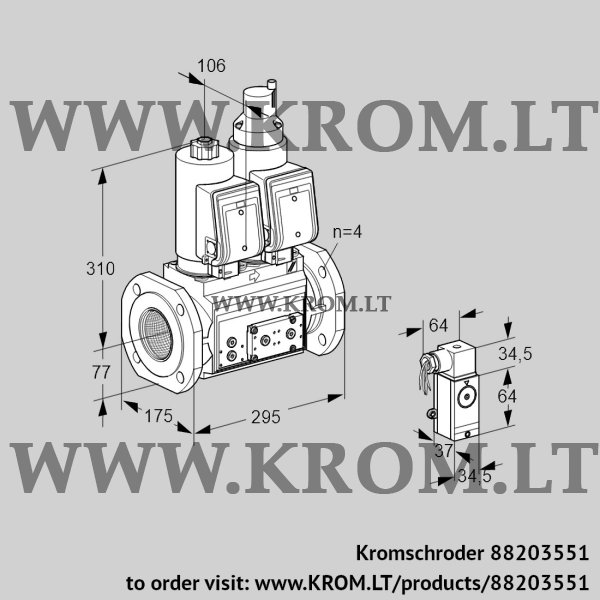 Kromschroder VCS 6T65A05NLQSRE/3-P4/PPVP, 88203551 double solenoid valve, 88203551