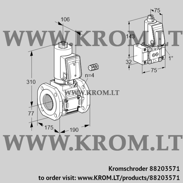 Kromschroder VAS 665F05NWSR3E/Z-/PP, 88203571 gas solenoid valve, 88203571