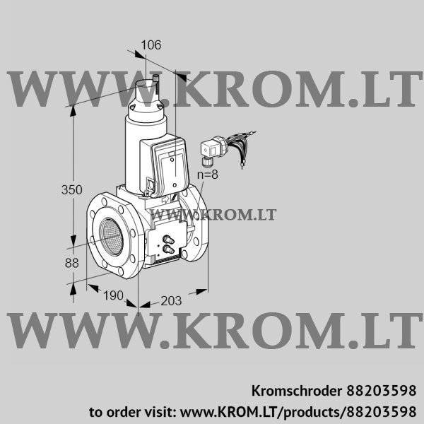 Kromschroder VAS 780F05LWB/MM/MM, 88203598 gas solenoid valve, 88203598