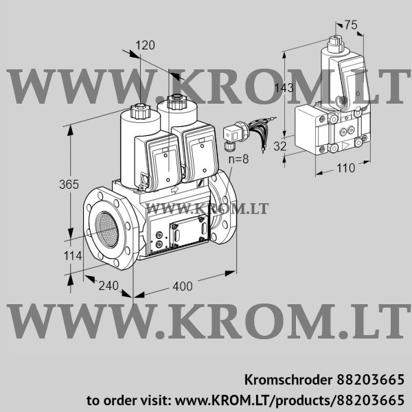 Kromschroder VCS 9125F05NNARE/PPB-/MPPM, 88203665 double solenoid valve, 88203665