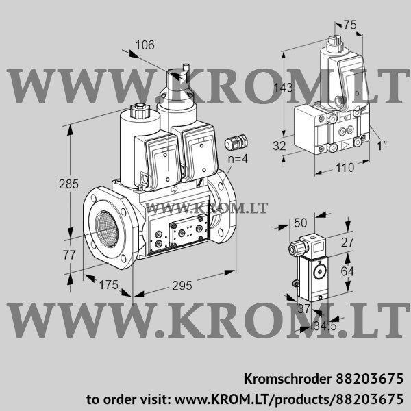 Kromschroder VCS 665F05NLWR3E/PP3P/PPZ-, 88203675 double solenoid valve, 88203675